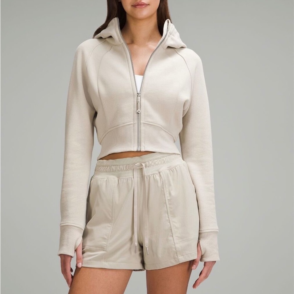 Lululemon Scuba Full-Zip Cropped Hoodie in Mojave Tan size 8
